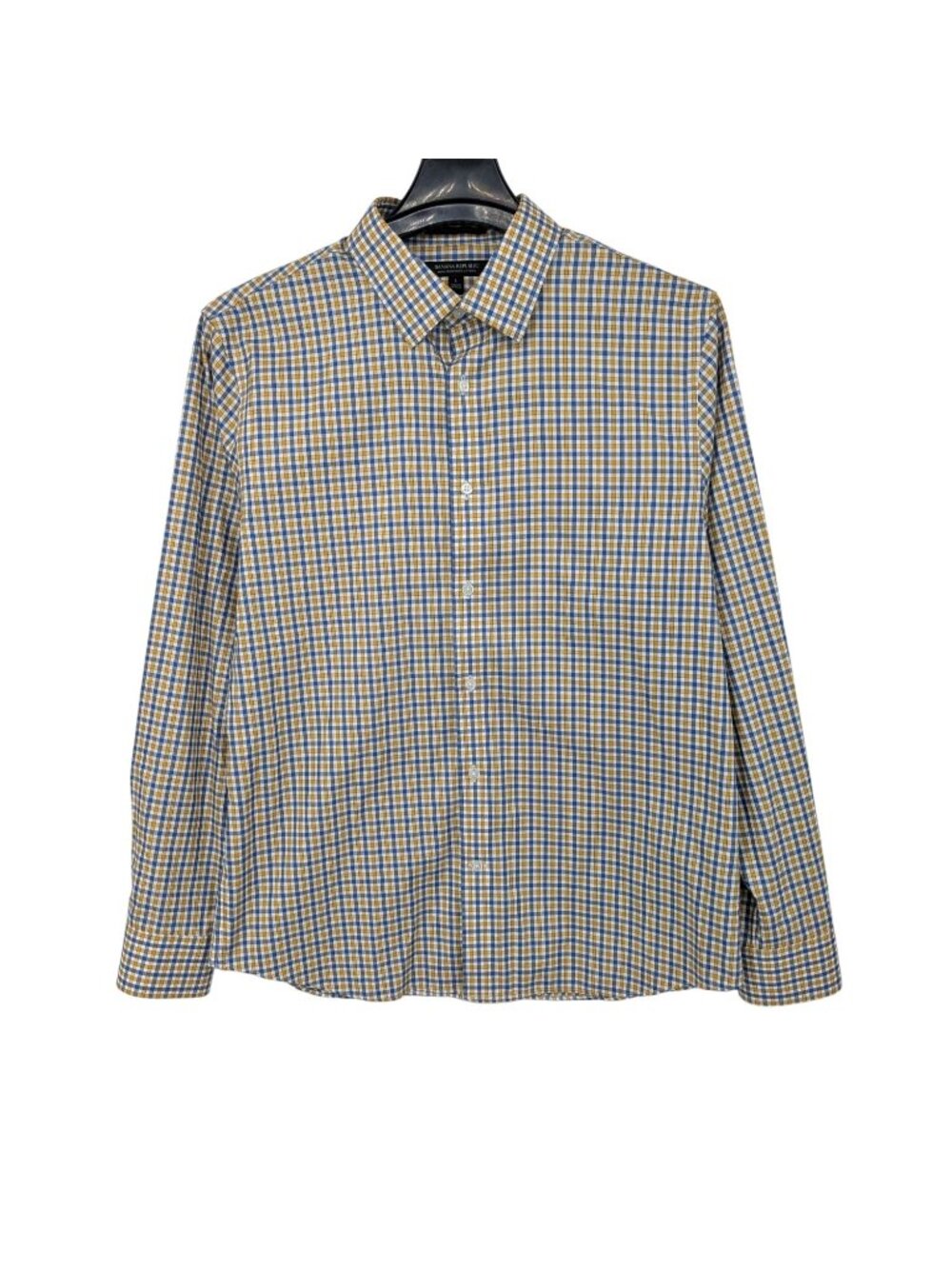Banana Republic Untucked Slim Fit Gingham Button Up Shirt Non Iron Office Large